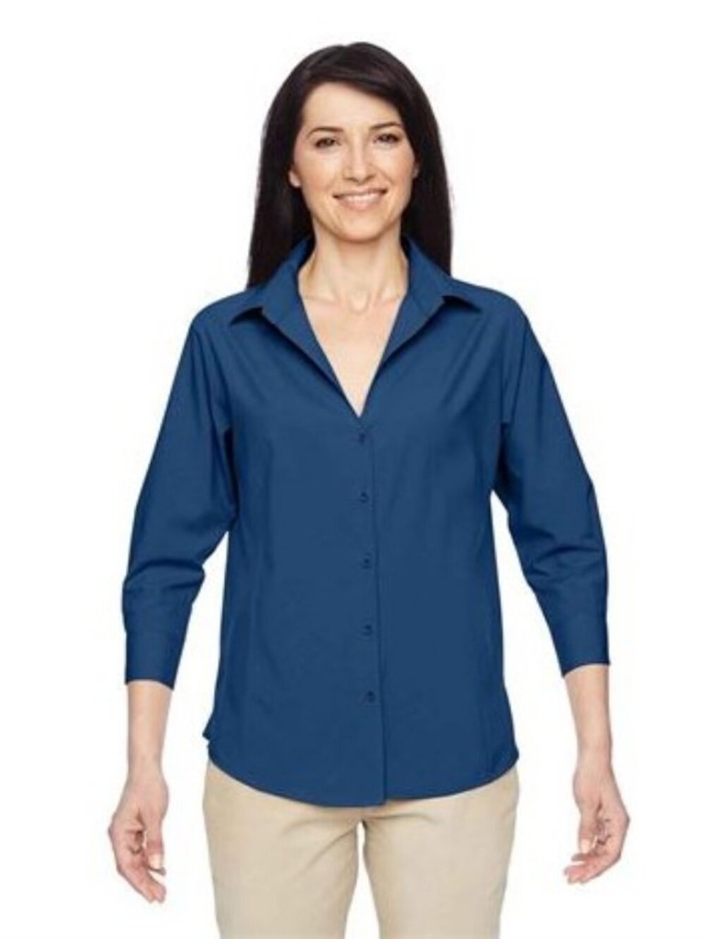 3/4-Sleeve Performance Shirt sz S Pool Blue Harriton Women's M610W Brand New